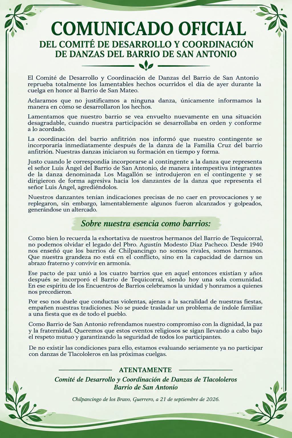 🚨 ¡CRISIS en Chilpancingo! Barrio de San Antonio AMENAZA con NO participar en cuelgas por VIOLENCIA